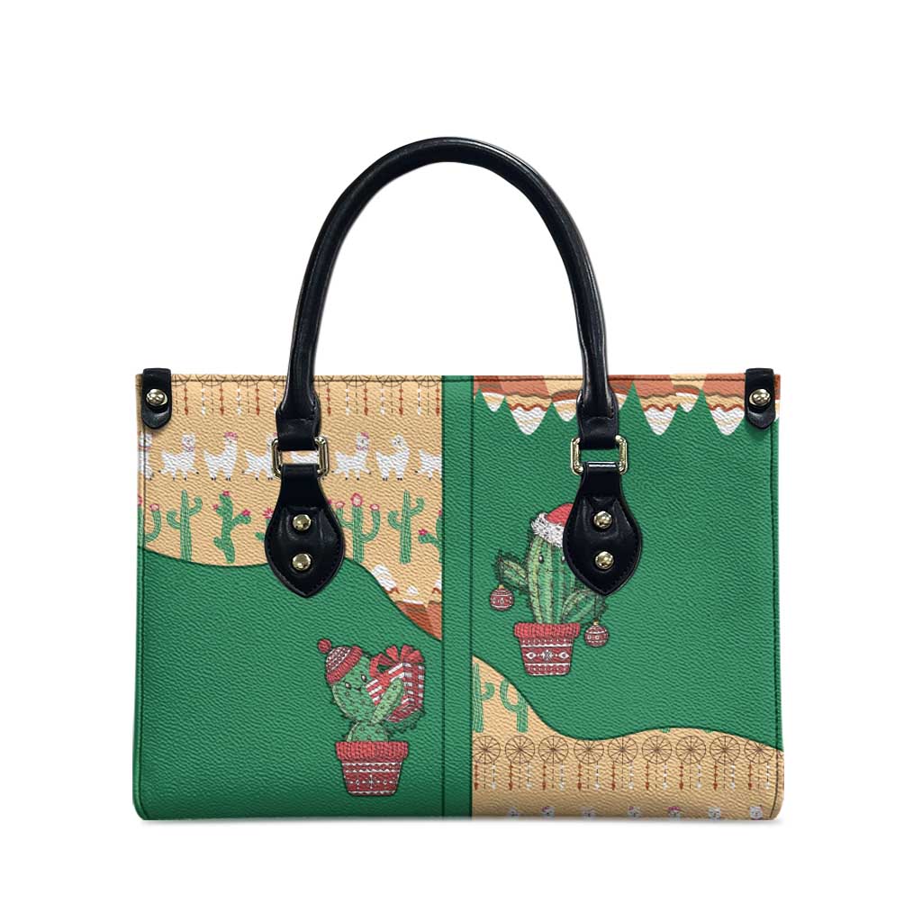 Western Yoke Leather Bag Cactus Christmas Cute Style - Wonder Print Shop