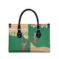 Western Yoke Leather Bag Cactus Christmas Cute Style - Wonder Print Shop