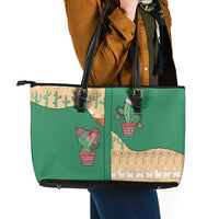 Western Yoke Leather Tote Bag Cactus Christmas Cute Style - Wonder Print Shop