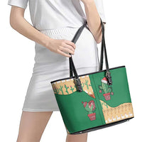 Western Yoke Leather Tote Bag Cactus Christmas Cute Style - Wonder Print Shop