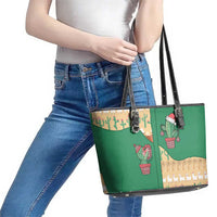 Western Yoke Leather Tote Bag Cactus Christmas Cute Style - Wonder Print Shop