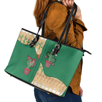 Western Yoke Leather Tote Bag Cactus Christmas Cute Style - Wonder Print Shop