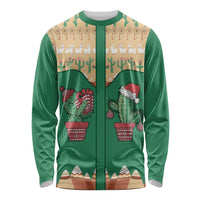 Western Yoke Long Sleeve Shirt Cactus Christmas Cute Style - Wonder Print Shop
