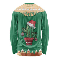Western Yoke Long Sleeve Shirt Cactus Christmas Cute Style - Wonder Print Shop