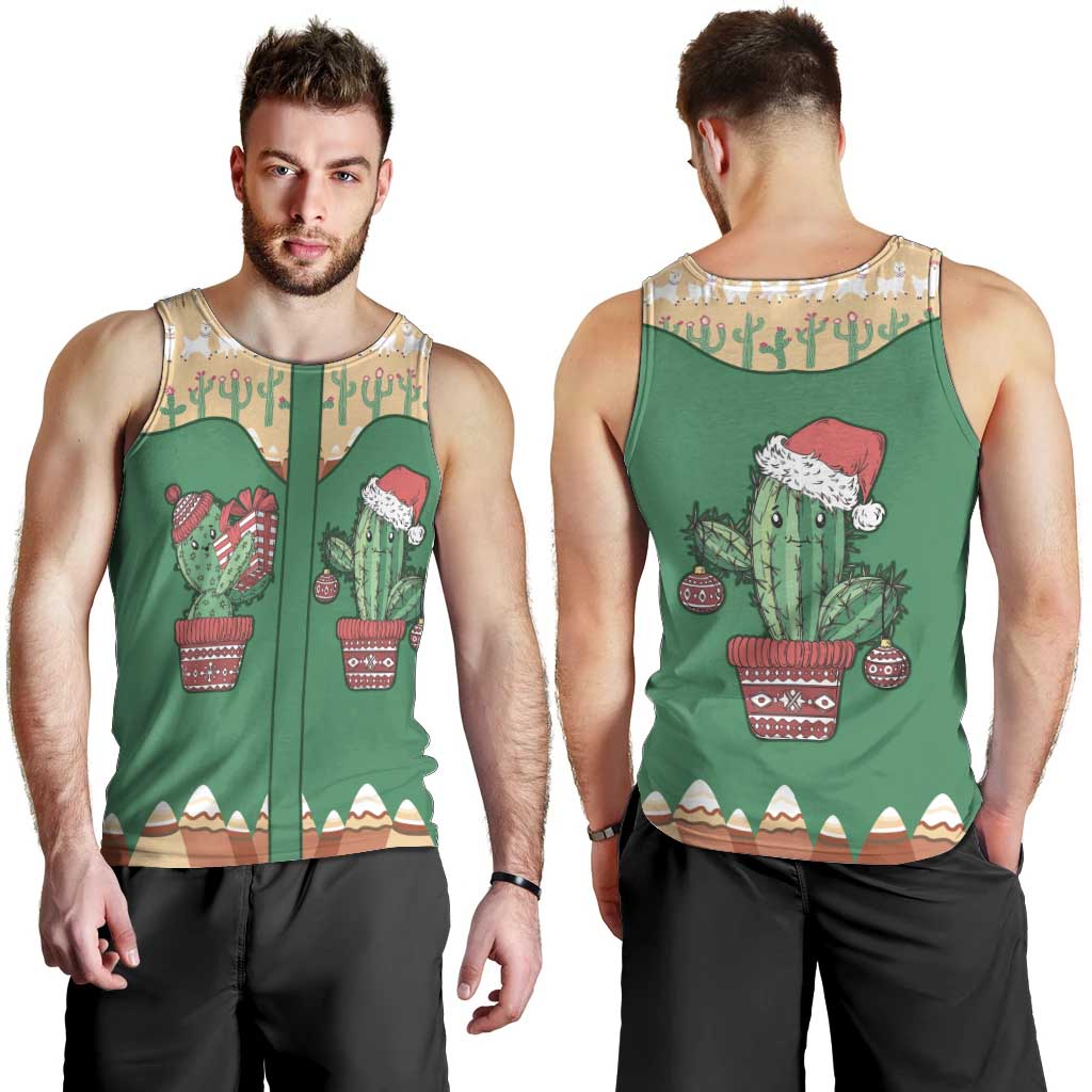 Western Yoke Men Tank Top Cactus Christmas Cute Style - Wonder Print Shop