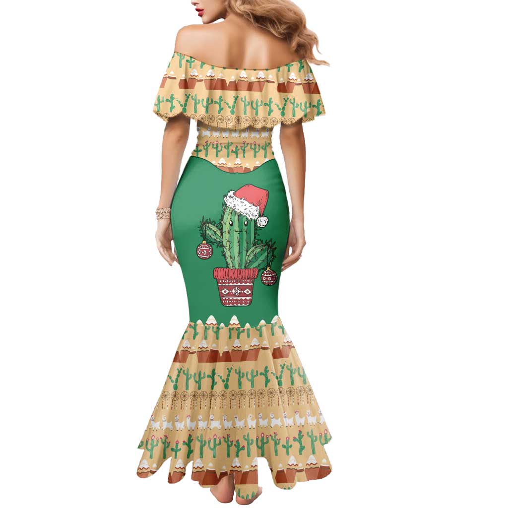 Western Yoke Mermaid Dress Cactus Christmas Cute Style - Wonder Print Shop