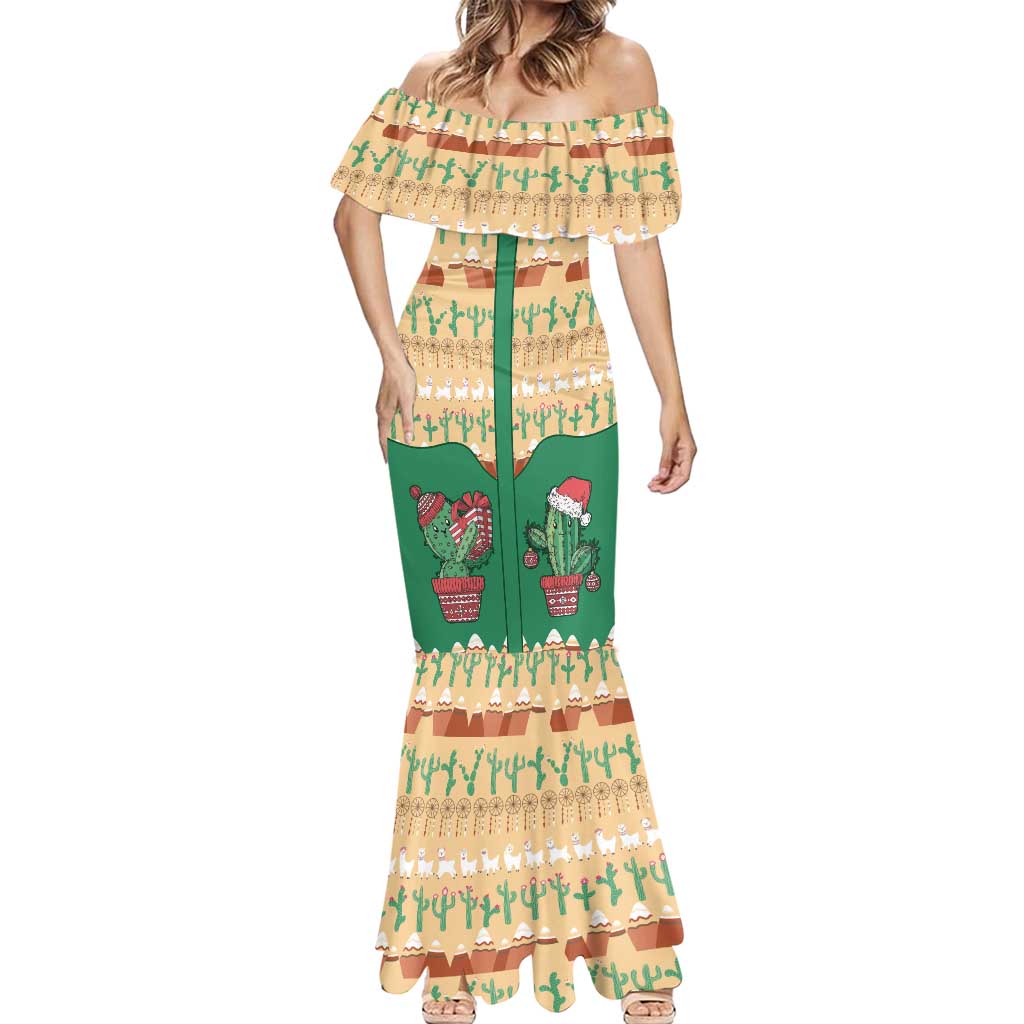 Western Yoke Mermaid Dress Cactus Christmas Cute Style - Wonder Print Shop
