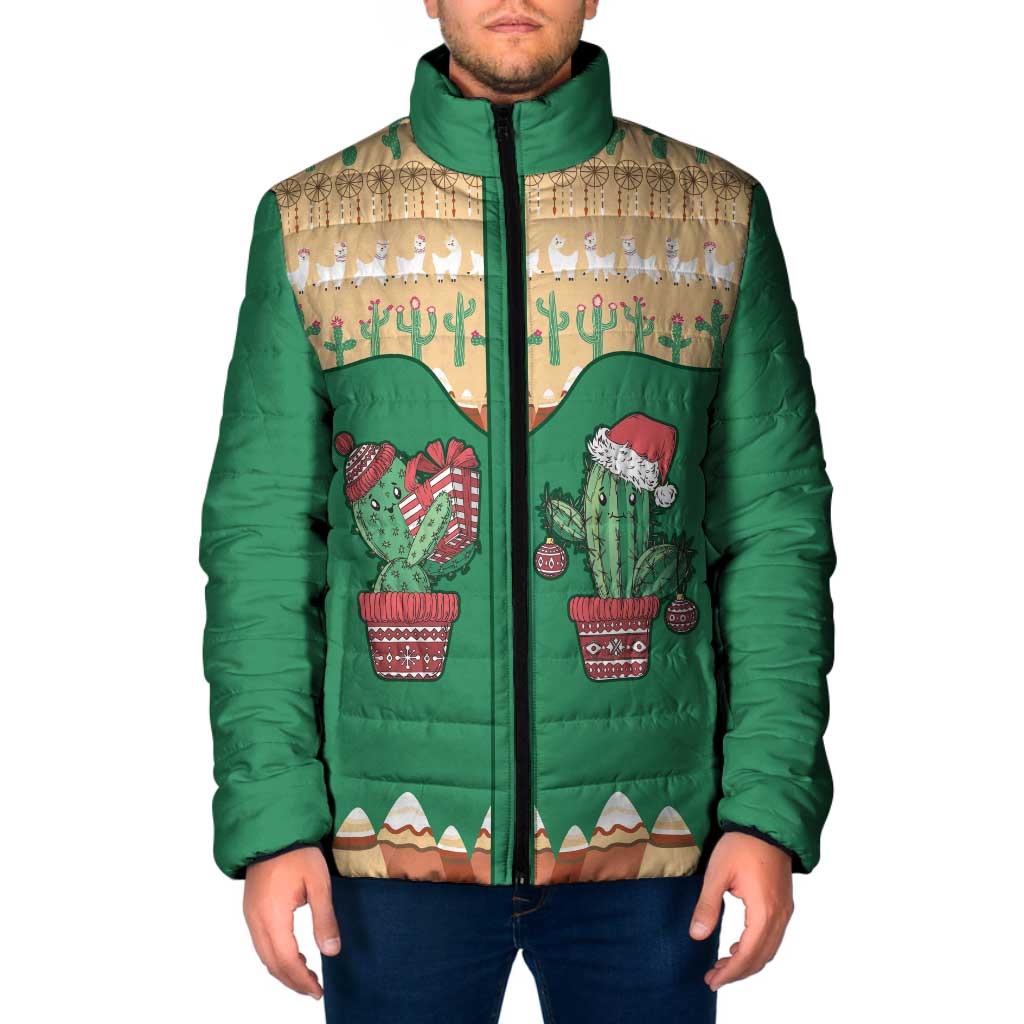 Western Yoke Padded Jacket Cactus Christmas Cute Style - Wonder Print Shop