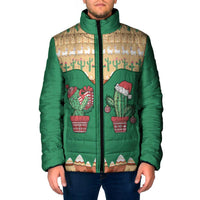 Western Yoke Padded Jacket Cactus Christmas Cute Style - Wonder Print Shop