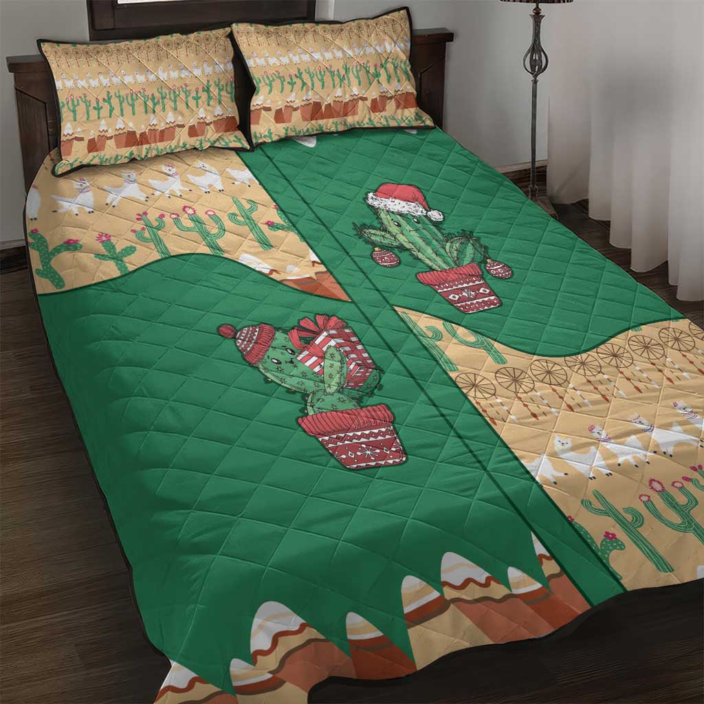 Western Yoke Quilt Bed Set Cactus Christmas Cute Style - Wonder Print Shop