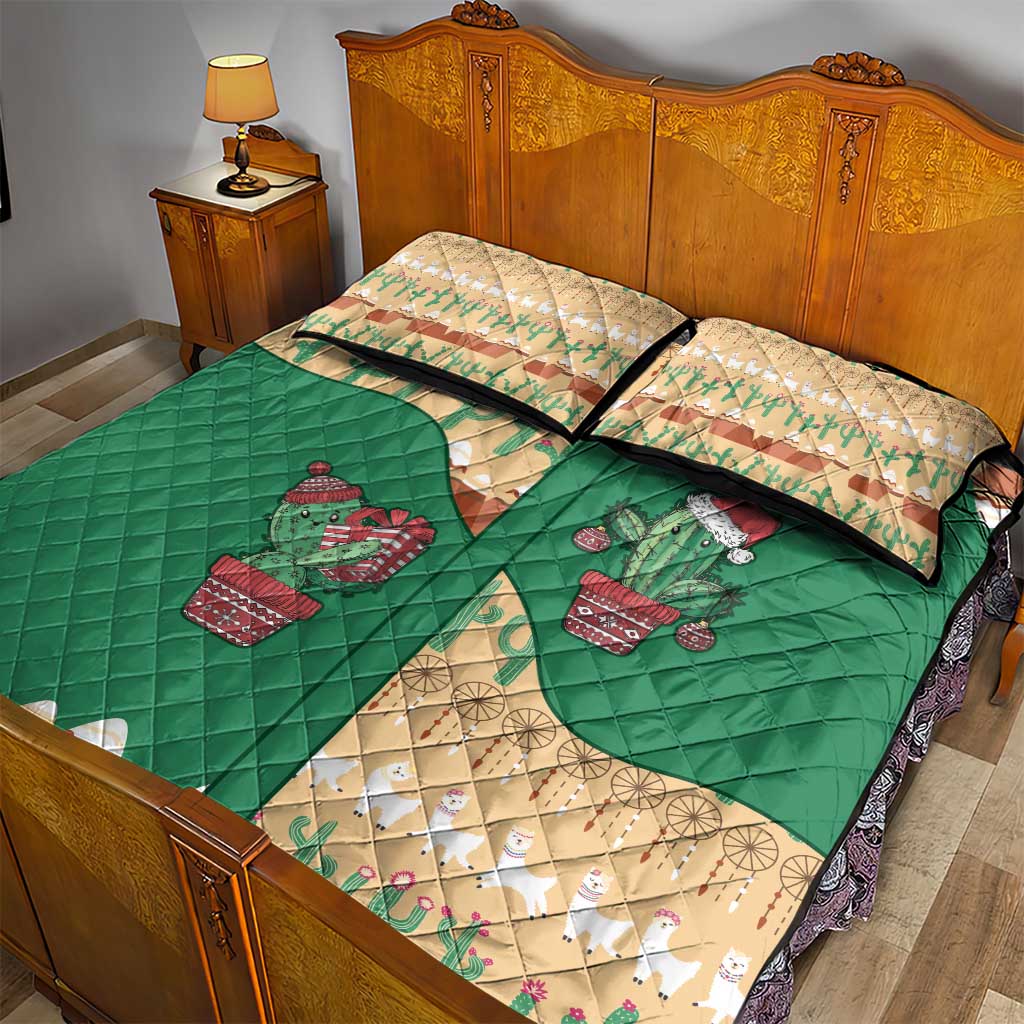 Western Yoke Quilt Bed Set Cactus Christmas Cute Style - Wonder Print Shop