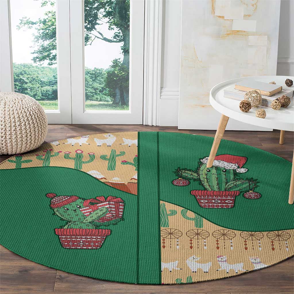 Western Yoke Round Carpet Cactus Christmas Cute Style - Wonder Print Shop