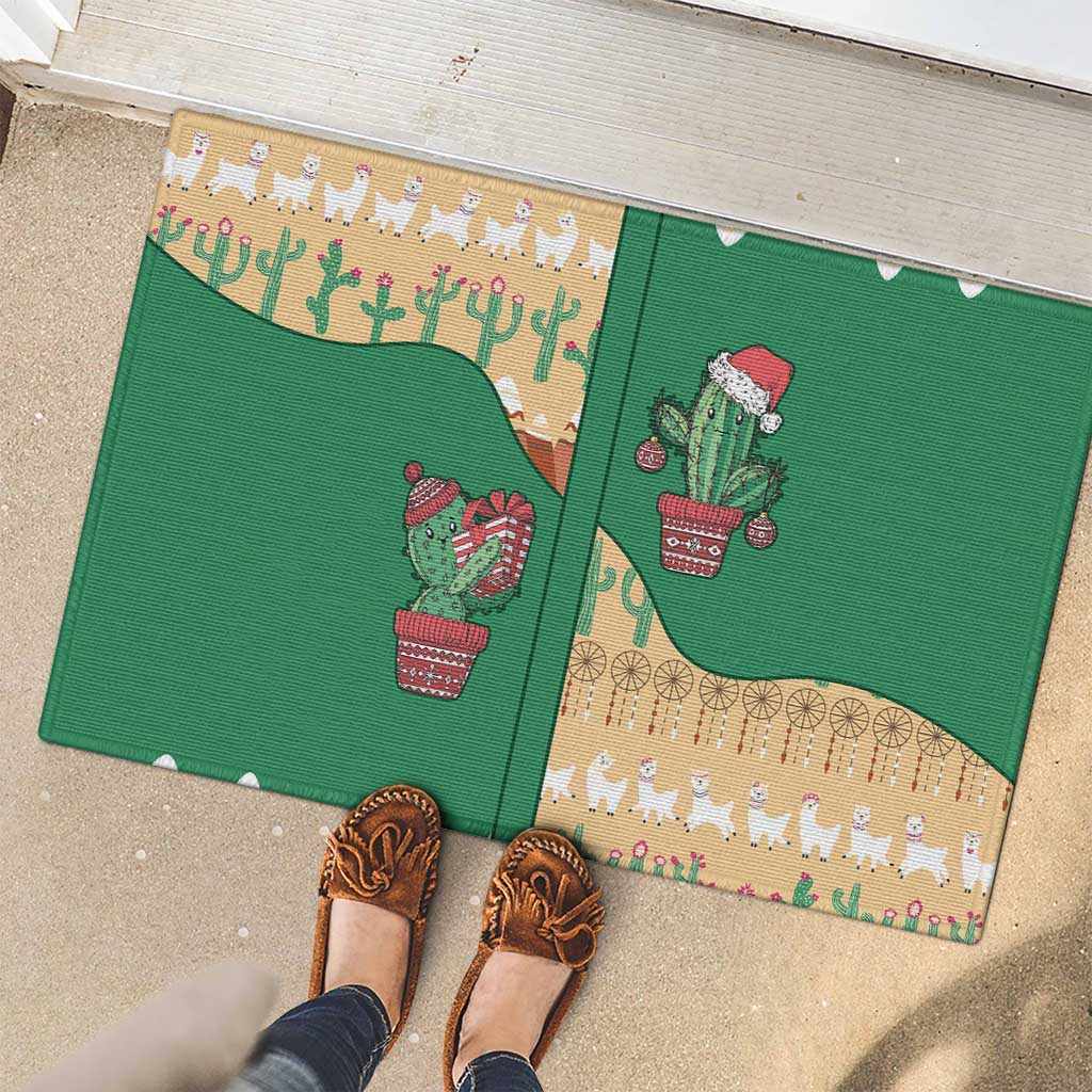 Western Yoke Rubber Doormat Cactus Christmas Cute Style - Wonder Print Shop