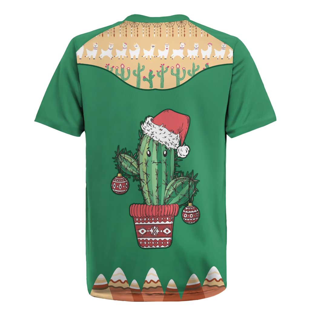 Western Yoke Rugby Jersey Cactus Christmas Cute Style - Wonder Print Shop