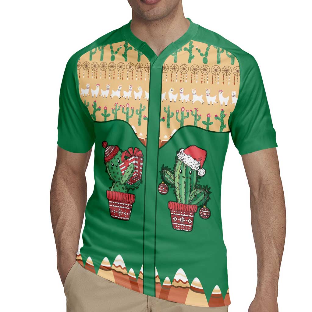 Western Yoke Rugby Jersey Cactus Christmas Cute Style - Wonder Print Shop
