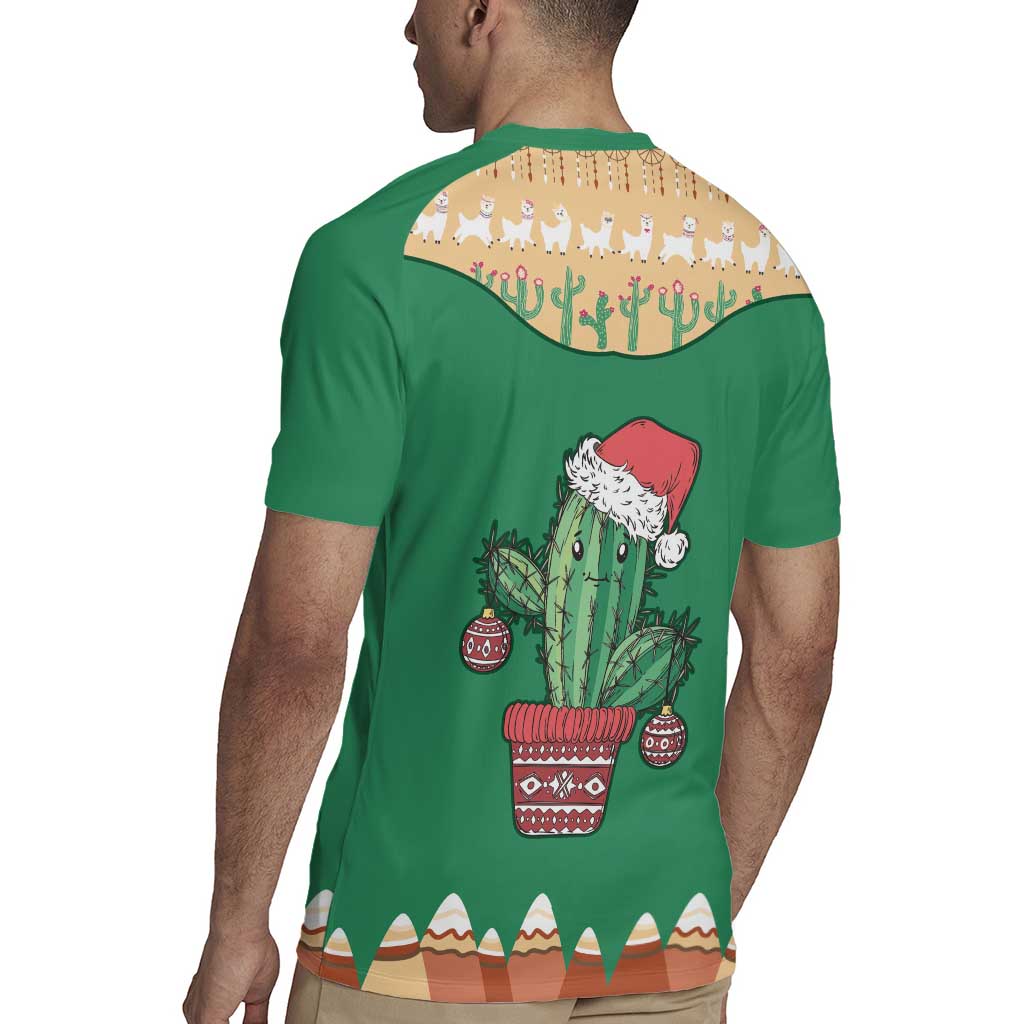 Western Yoke Rugby Jersey Cactus Christmas Cute Style - Wonder Print Shop