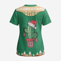 Western Yoke Scrub Top Cactus Christmas Cute Style - Wonder Print Shop