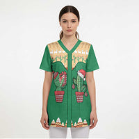 Western Yoke Scrub Top Cactus Christmas Cute Style - Wonder Print Shop