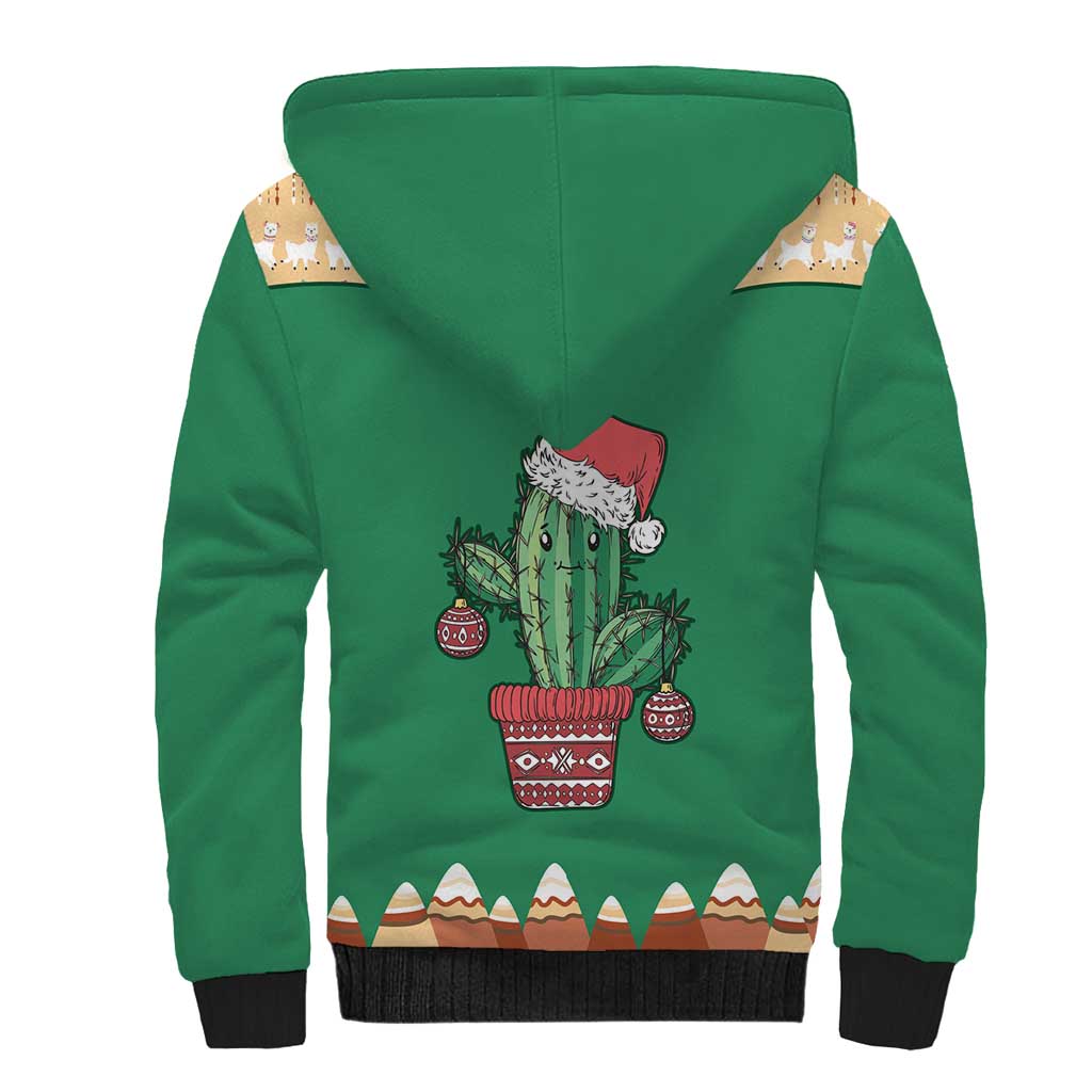 Western Yoke Sherpa Hoodie Cactus Christmas Cute Style - Wonder Print Shop