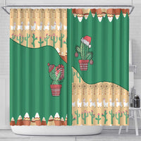 Western Yoke Shower Curtain Cactus Christmas Cute Style - Wonder Print Shop