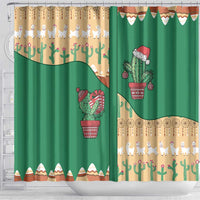 Western Yoke Shower Curtain Cactus Christmas Cute Style - Wonder Print Shop