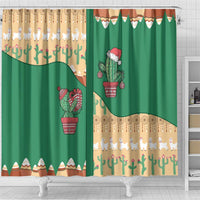 Western Yoke Shower Curtain Cactus Christmas Cute Style - Wonder Print Shop