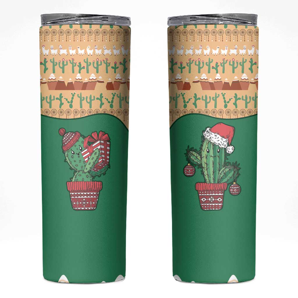 Western Yoke Skinny Tumbler Cactus Christmas Cute Style - Wonder Print Shop