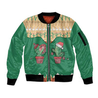 Western Yoke Sleeve Zip Bomber Jacket Cactus Christmas Cute Style - Wonder Print Shop