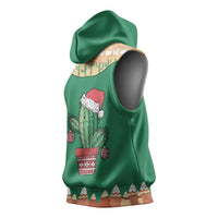 Western Yoke Sleeveless Hoodie Cactus Christmas Cute Style - Wonder Print Shop
