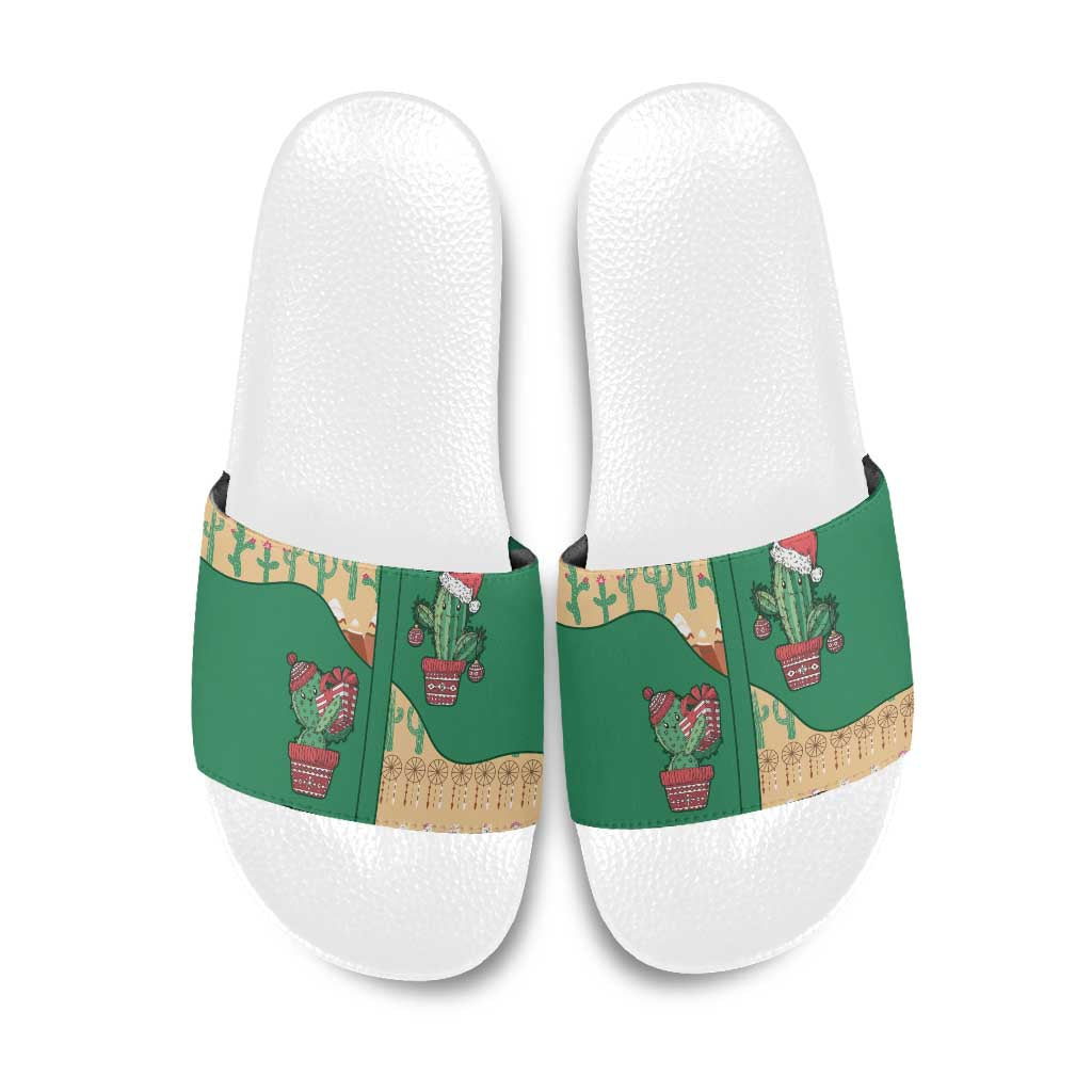 Western Yoke Slide Sandals Cactus Christmas Cute Style - Wonder Print Shop