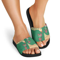 Western Yoke Slide Sandals Cactus Christmas Cute Style - Wonder Print Shop