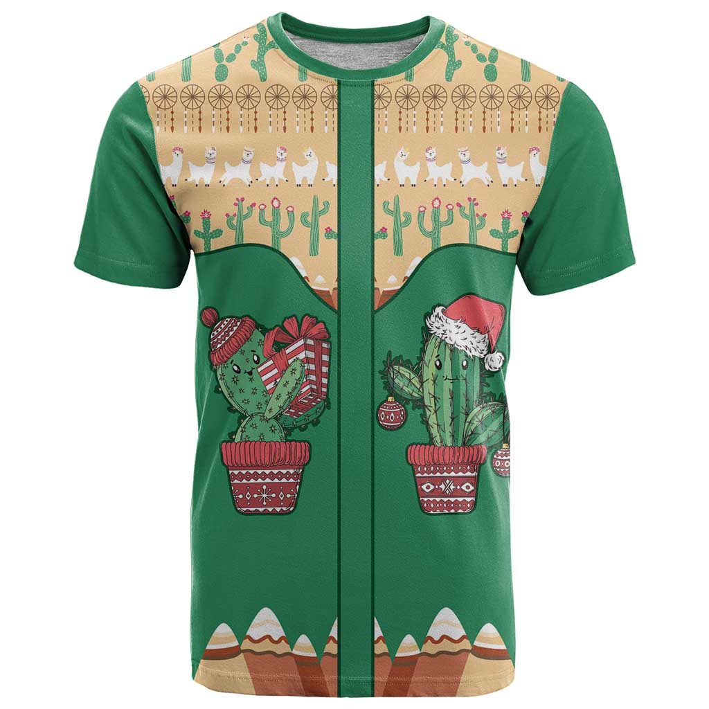 Western Yoke T Shirt Cactus Christmas Cute Style - Wonder Print Shop