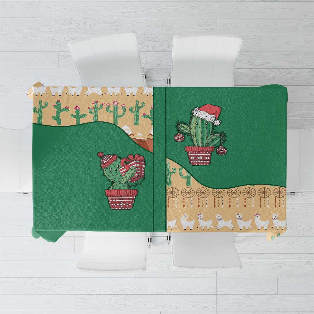 Western Yoke Tablecloth Cactus Christmas Cute Style - Wonder Print Shop