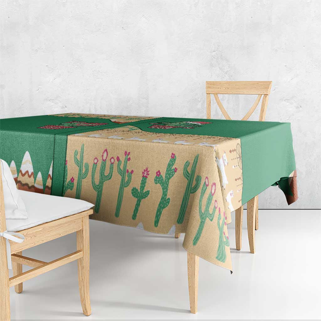 Western Yoke Tablecloth Cactus Christmas Cute Style - Wonder Print Shop