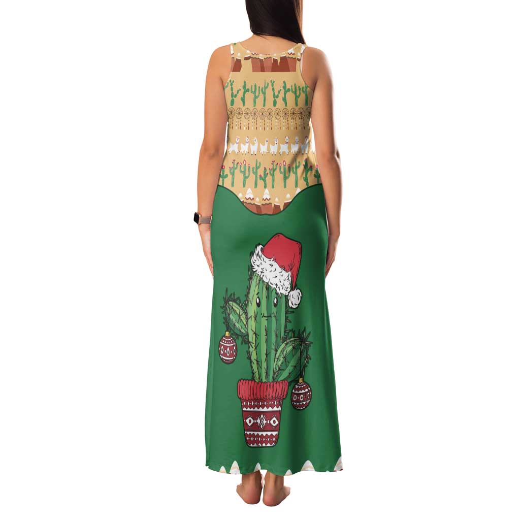 Western Yoke Tank Maxi Dress Cactus Christmas Cute Style - Wonder Print Shop