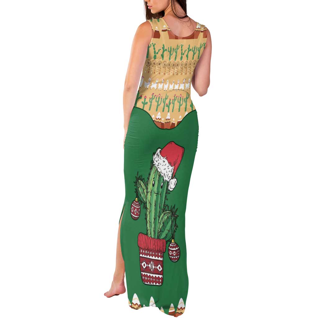 Western Yoke Tank Maxi Dress Cactus Christmas Cute Style - Wonder Print Shop