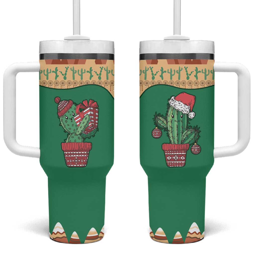 Western Yoke Tumbler With Handle Cactus Christmas Cute Style - Wonder Print Shop