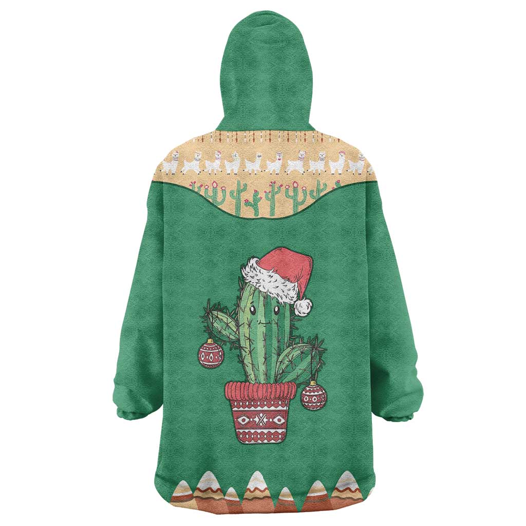 Western Yoke Wearable Blanket Hoodie Cactus Christmas Cute Style - Wonder Print Shop