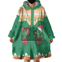 Western Yoke Wearable Blanket Hoodie Cactus Christmas Cute Style - Wonder Print Shop