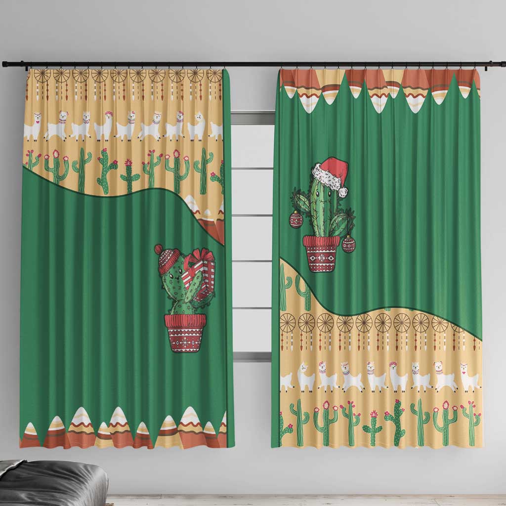 Western Yoke Window Curtain Cactus Christmas Cute Style - Wonder Print Shop