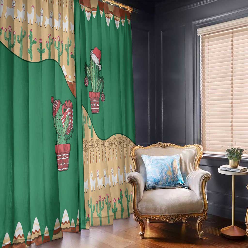 Western Yoke Window Curtain Cactus Christmas Cute Style - Wonder Print Shop