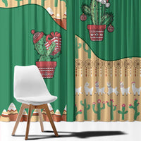 Western Yoke Window Curtain Cactus Christmas Cute Style - Wonder Print Shop