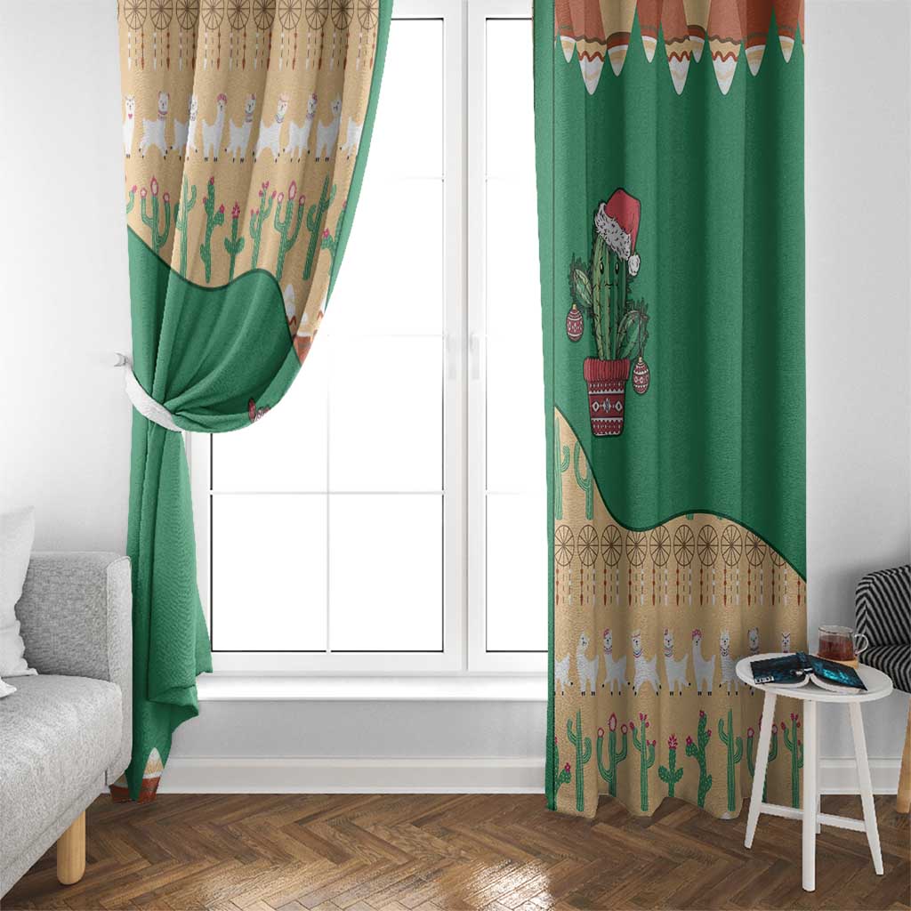 Western Yoke Window Curtain Cactus Christmas Cute Style - Wonder Print Shop