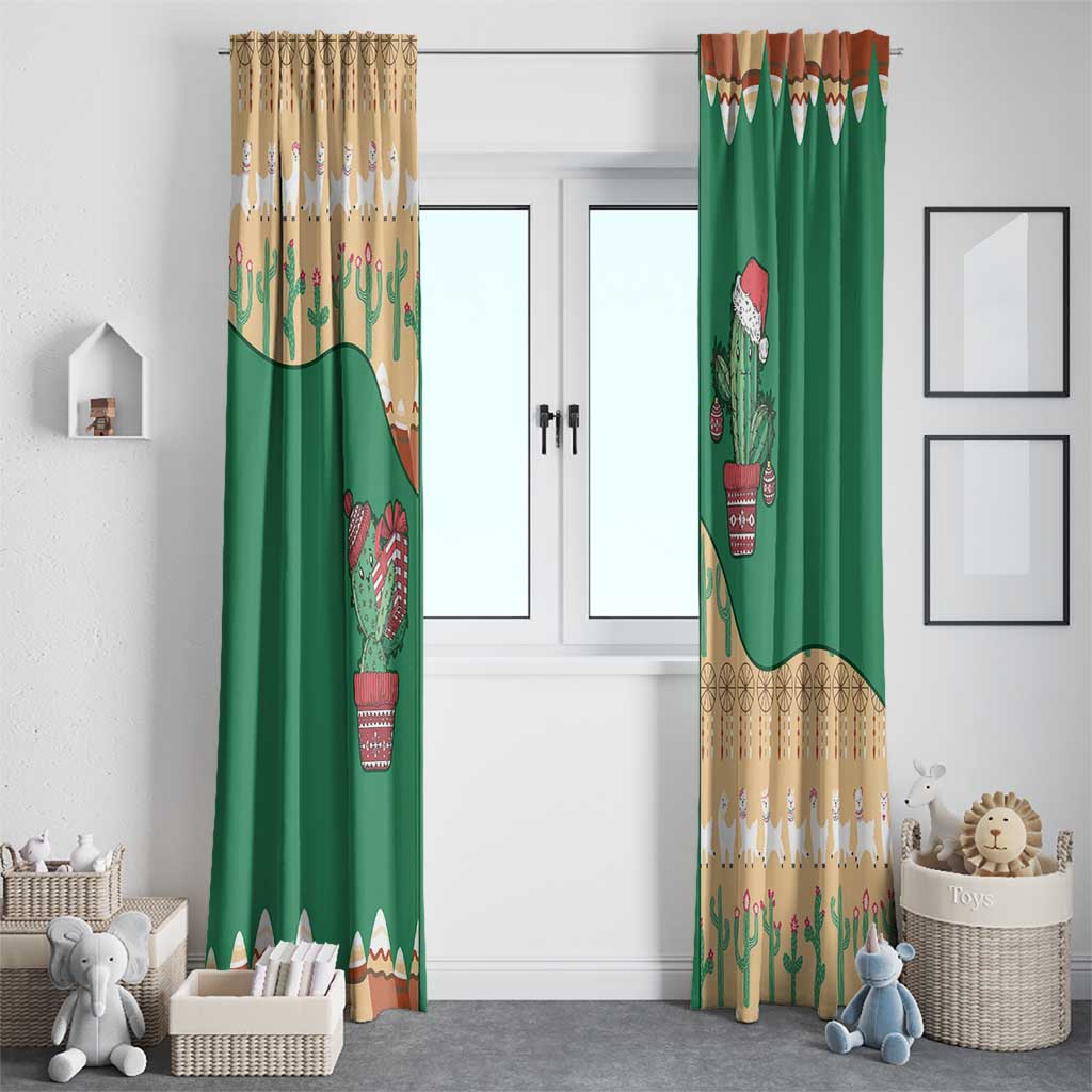 Western Yoke Window Curtain Cactus Christmas Cute Style - Wonder Print Shop