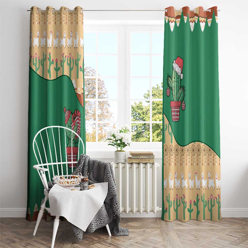 Western Yoke Window Curtain Cactus Christmas Cute Style - Wonder Print Shop