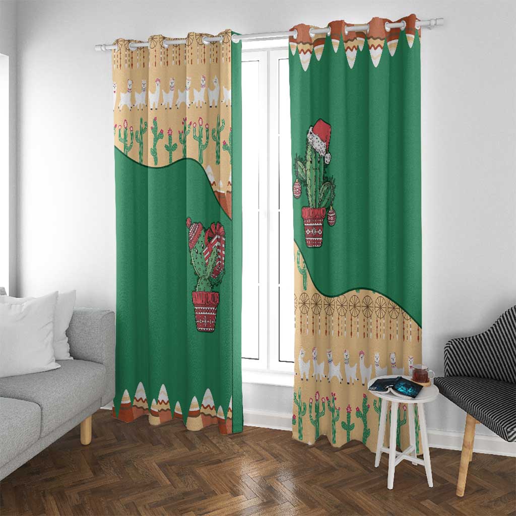 Western Yoke Window Curtain Cactus Christmas Cute Style - Wonder Print Shop
