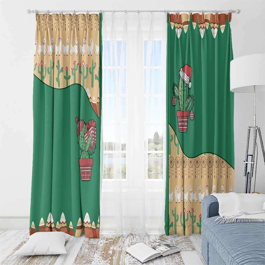 Western Yoke Window Curtain Cactus Christmas Cute Style - Wonder Print Shop