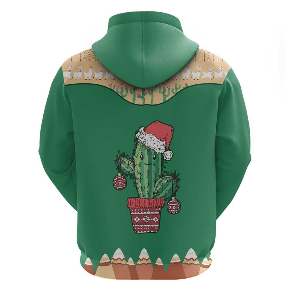 Western Yoke Zip Hoodie Cactus Christmas Cute Style - Wonder Print Shop