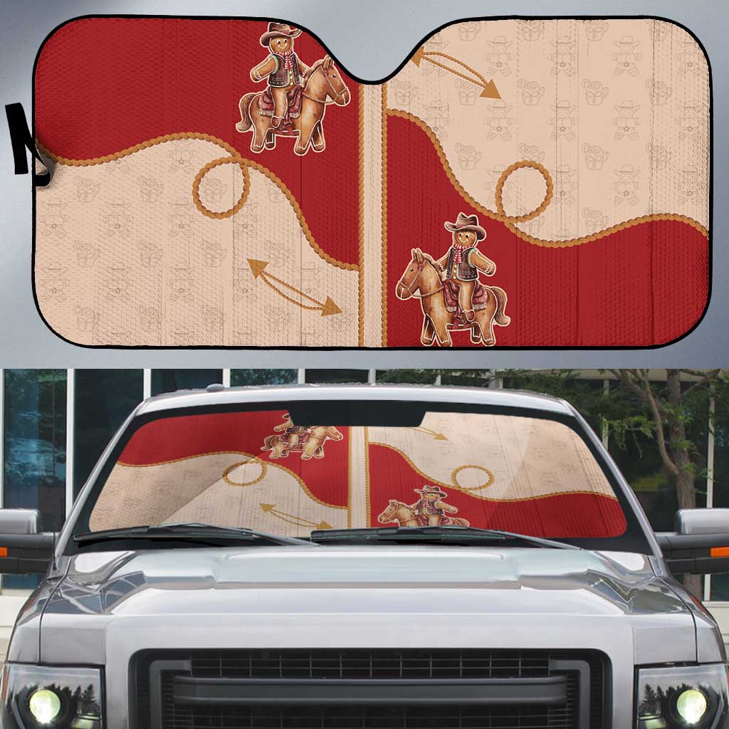 Western Yoke Auto Sun Shade Gingerbread Howdy Christmas - Wonder Print Shop