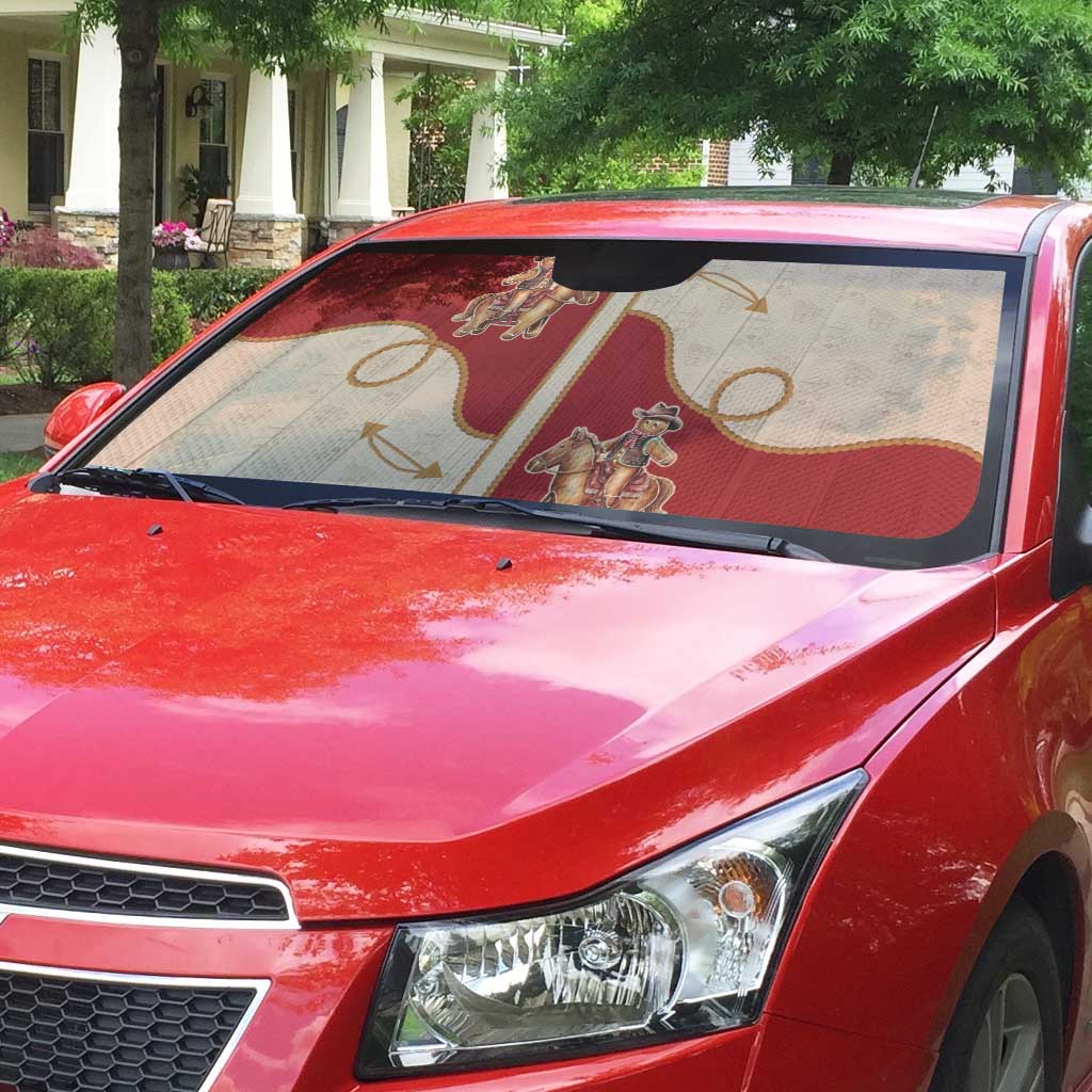 Western Yoke Auto Sun Shade Gingerbread Howdy Christmas - Wonder Print Shop
